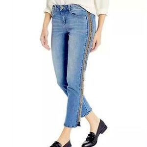 Democracy Flex-ellent Straight Slim Fit Double Leopard Stripe Jeans Size 12